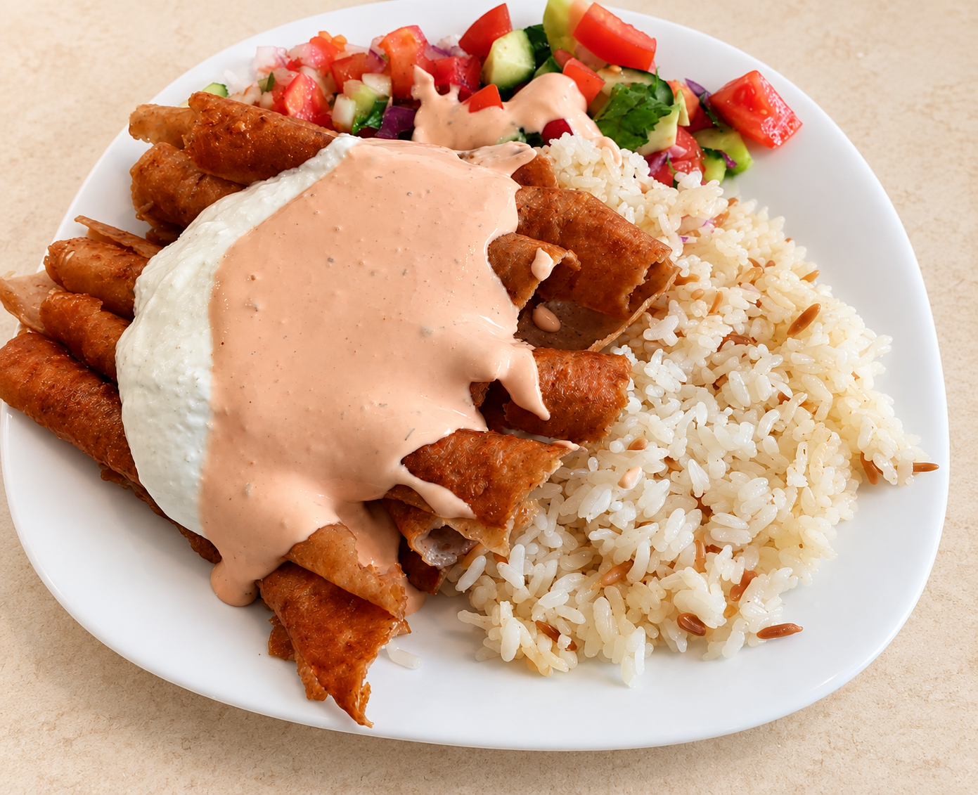 Döner Teller mit Reis und Salat